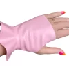Latex Paw Print Ruffle Fingerless Gloves