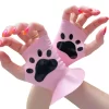 Latex Paw Print Ruffle Fingerless Gloves