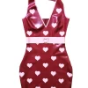 Latex Polka Heart Halter Mini Dress with Bow Belt