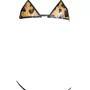 Latex Glitter Leopard Micro Triangle Bikini Top and Bottoms