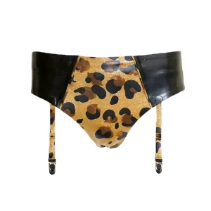 Latex 6 Suspender Glitter Leopard Briefs / Pants