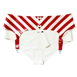 Latex Candy Stripe Suspender Belt and Pants Set