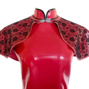 Latex Short Cape with Lace Overlay