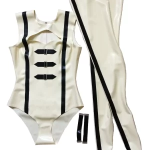 Latex Barbarella Cosplay Outfit Cut Out Body Suit & Stockings