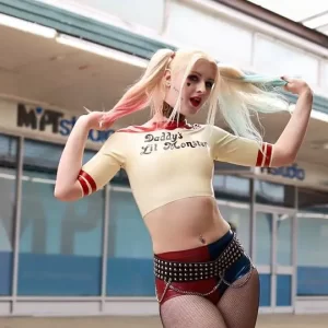 Latex Harley Quinn Suicide Squad Outfit - Top/Shorts/Choker