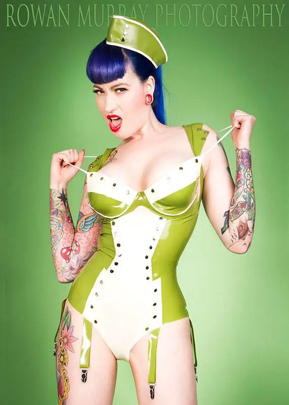 Latex Underwired Military Bra with Studs