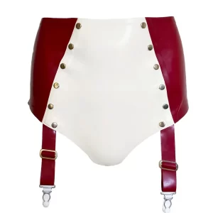 Latex 6 Suspender High Waisted Studded Pants