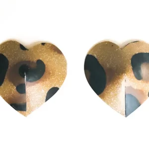 Latex Leopard Print Heart Nipple Pasties