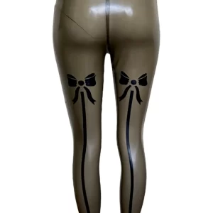 Latex Leggings With Back Seam And Bow