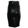 Latex Knee Length High Waisted Pencil Skirt with zip